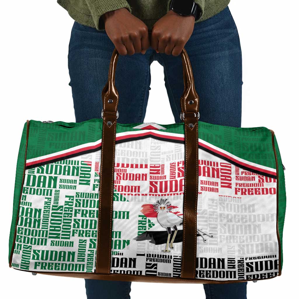 Sudan Travel Bag Secretary Bird With Typography Patterns - African Pride