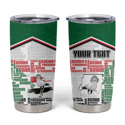 Personalized Sudan Tumbler Cup Secretary Bird With Typography Patterns - African Pride