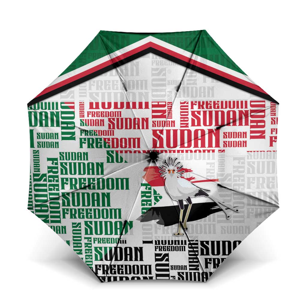 Sudan Umbrella Secretary Bird With Typography Patterns - African Pride