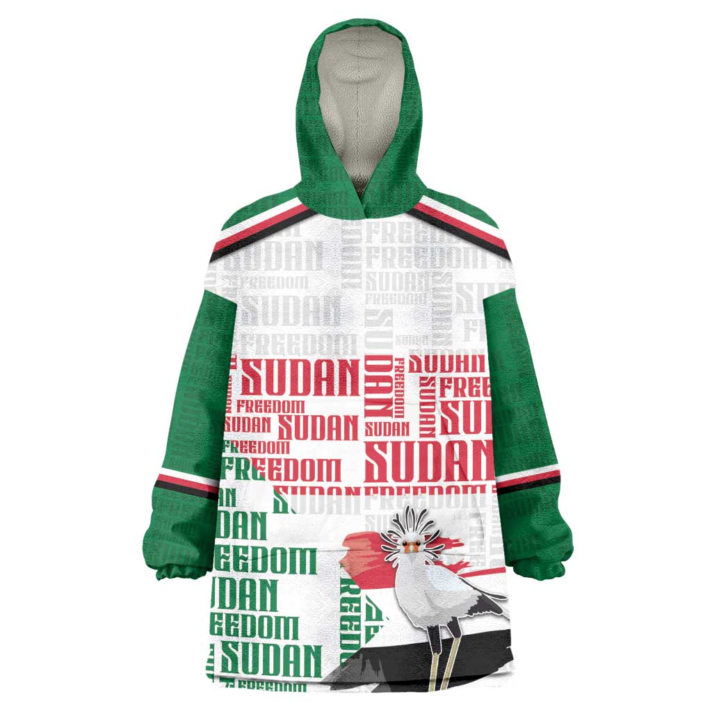 Personalized Sudan Wearable Blanket Hoodie Secretary Bird With Typography Patterns - African Pride