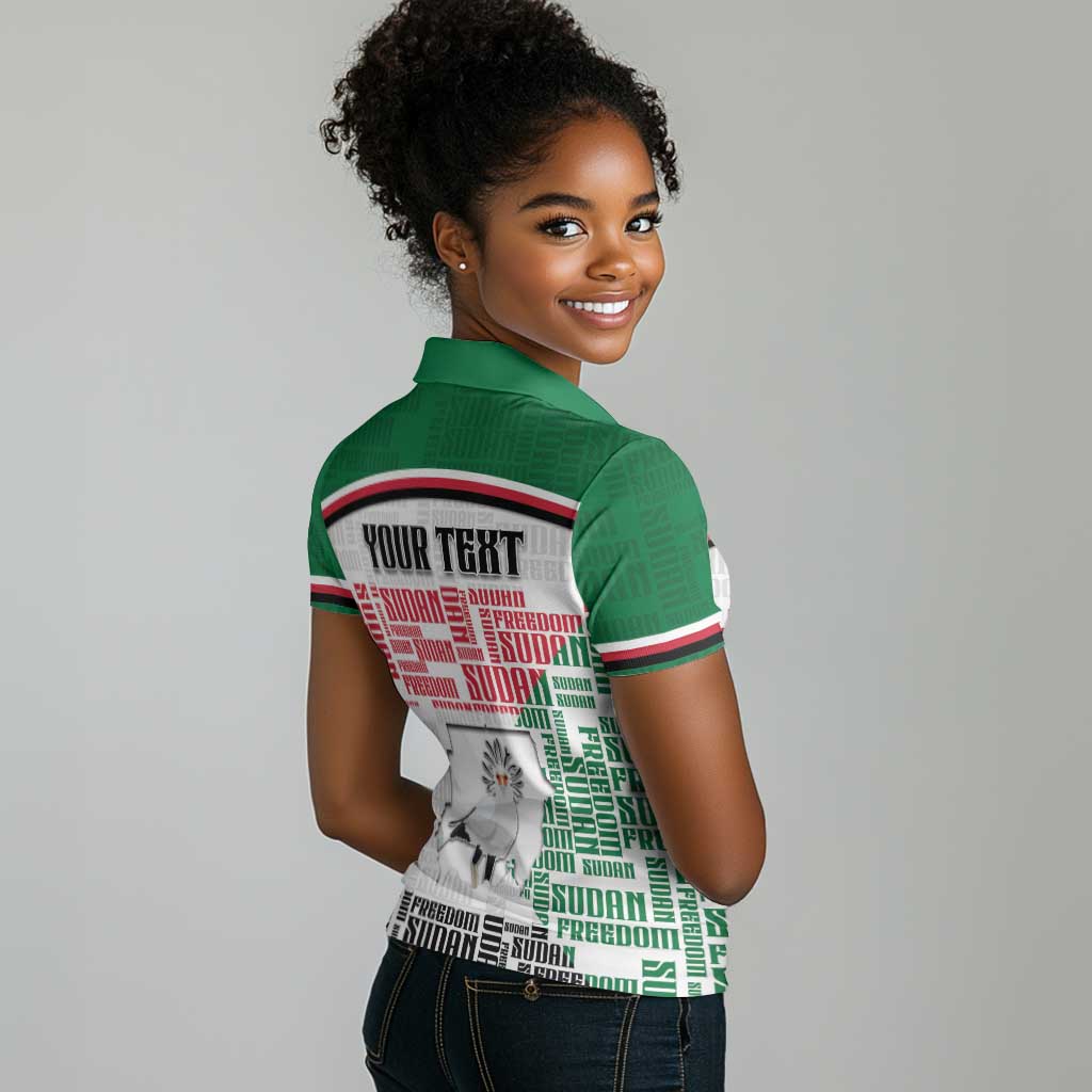 Personalized Sudan Women Polo Shirt Secretary Bird With Typography Patterns - African Pride
