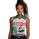 Personalized Sudan Women Sleeveless Polo Shirt Secretary Bird With Typography Patterns - African Pride
