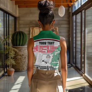 Personalized Sudan Women Sleeveless Polo Shirt Secretary Bird With Typography Patterns - African Pride