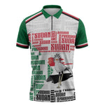 Personalized Sudan Zipper Polo Shirt Secretary Bird With Typography Patterns - African Pride