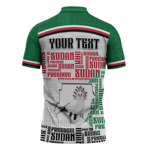 Personalized Sudan Zipper Polo Shirt Secretary Bird With Typography Patterns - African Pride