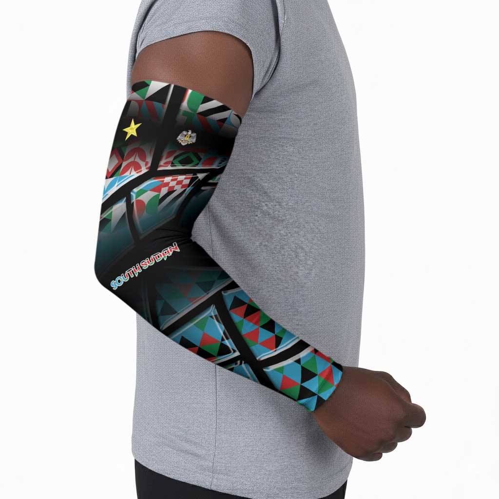 Custom South Sudan Arm Sleeves Geometric African Patterns - African Pride