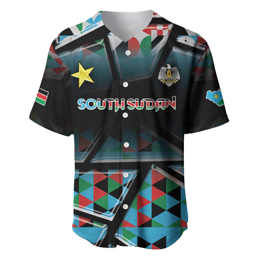 Custom South Sudan Baseball Jersey Geometric African Patterns - African Pride