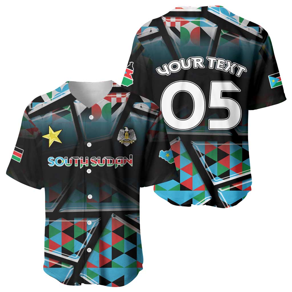 Custom South Sudan Baseball Jersey Geometric African Patterns - African Pride