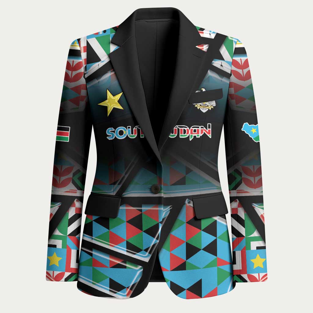 Custom South Sudan Blazer Geometric African Patterns - African Pride