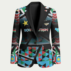 Custom South Sudan Blazer Geometric African Patterns - African Pride