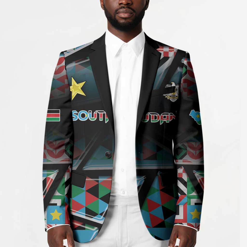Custom South Sudan Blazer Geometric African Patterns - African Pride