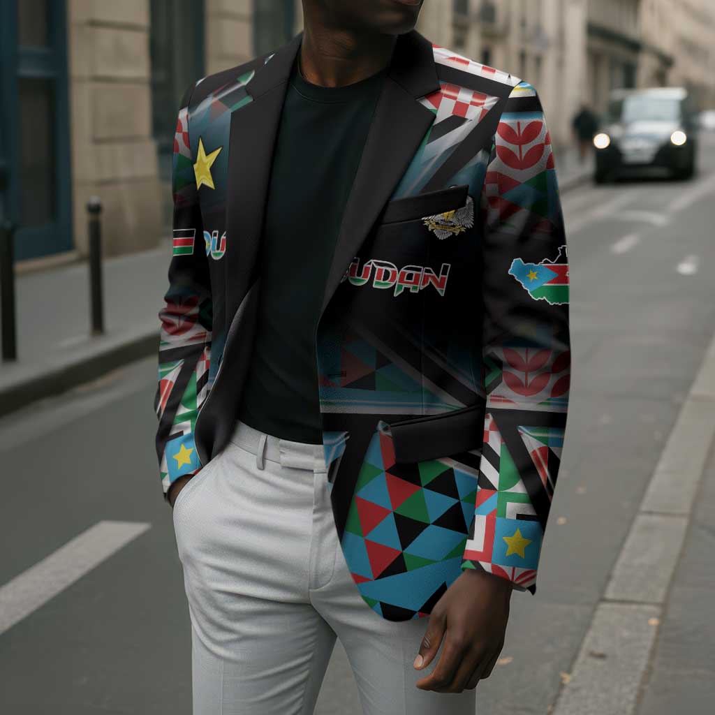 Custom South Sudan Blazer Geometric African Patterns - African Pride
