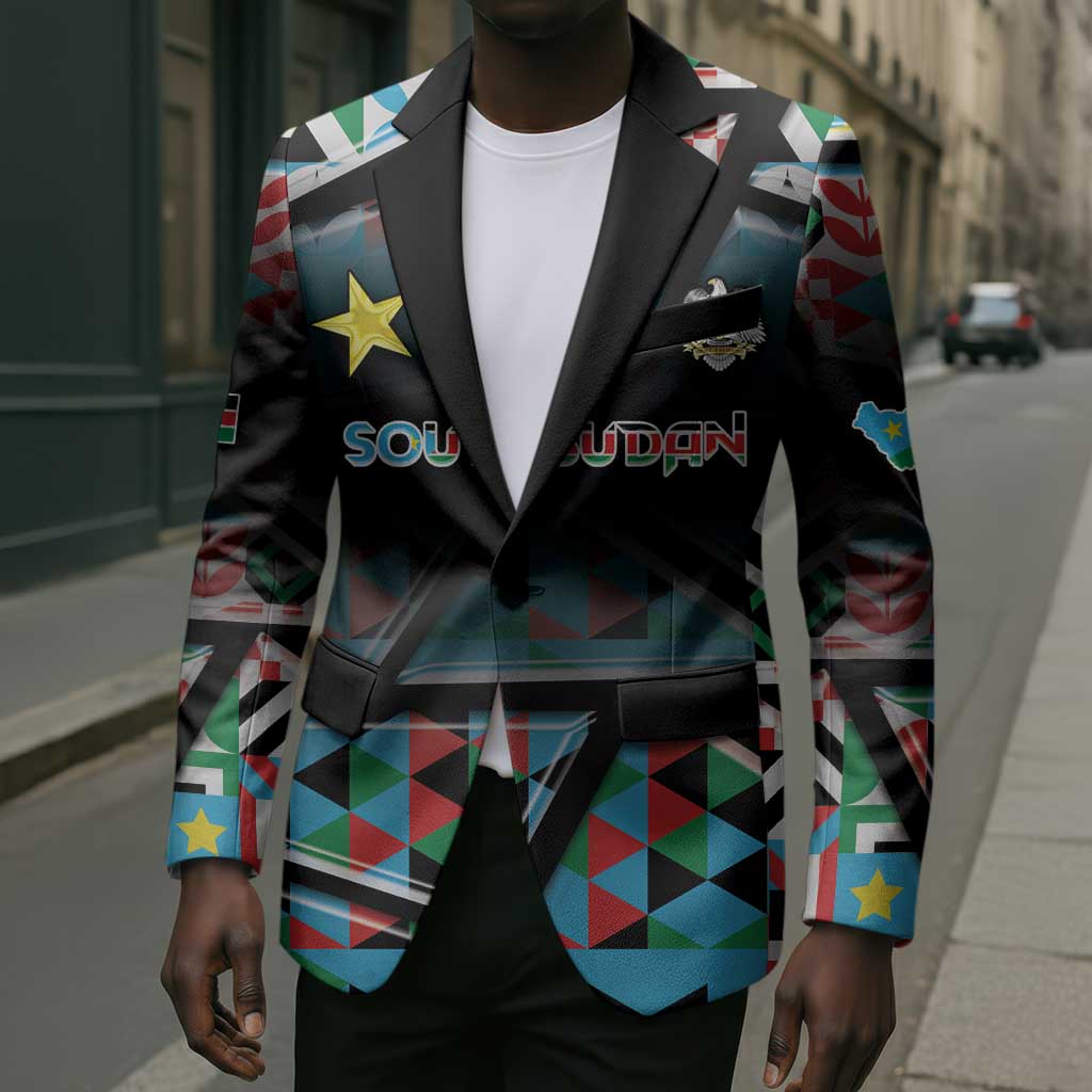 Custom South Sudan Blazer Geometric African Patterns - African Pride