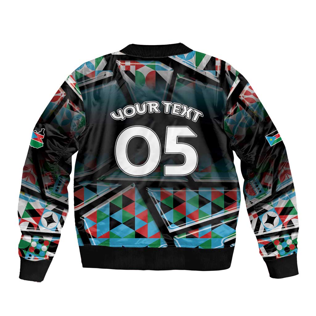 Custom South Sudan Bomber Jacket Geometric African Patterns - African Pride