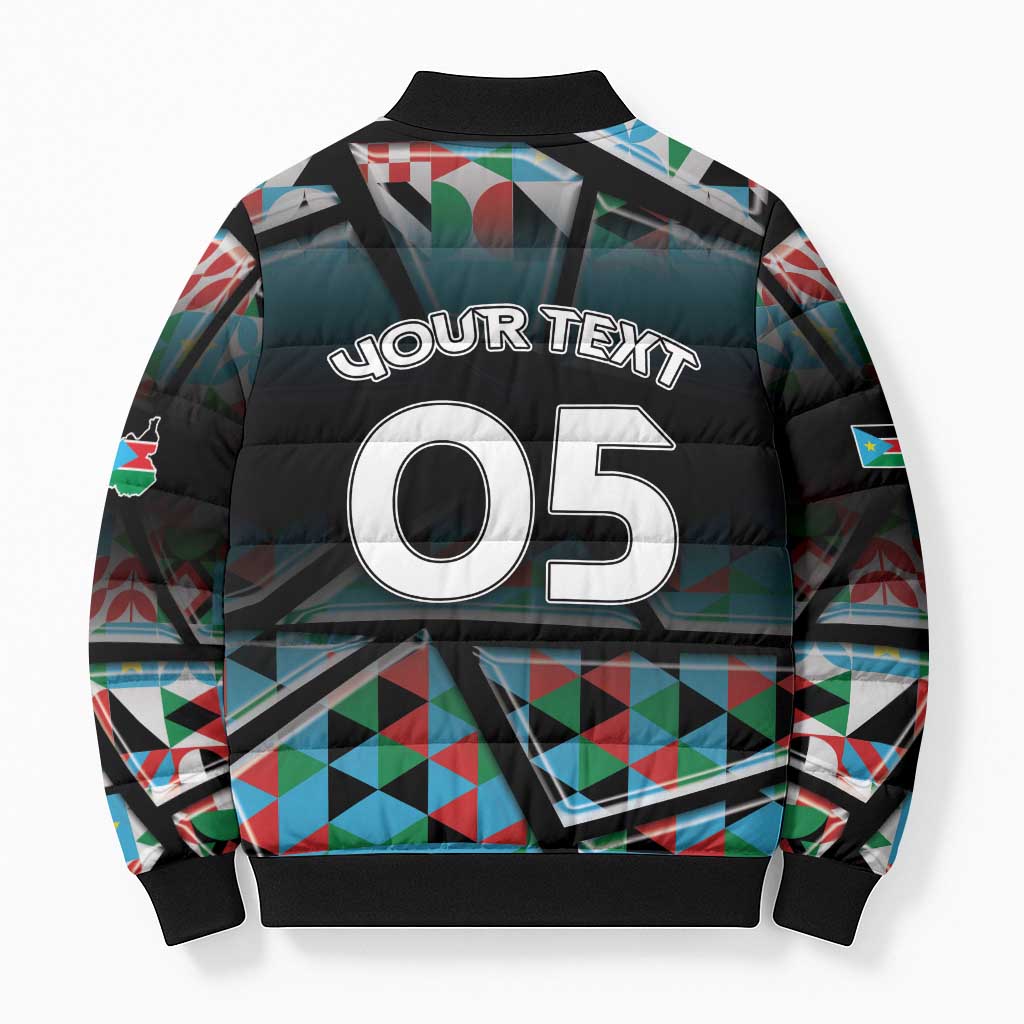 Custom South Sudan Bomber Puffer Jacket Geometric African Patterns - African Pride