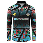 Custom South Sudan Button Sweatshirt Geometric African Patterns