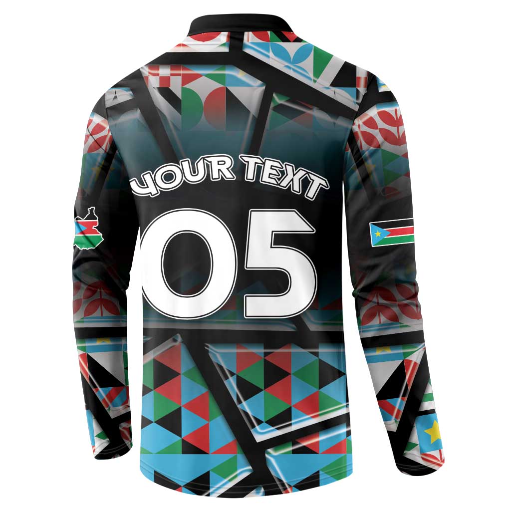 Custom South Sudan Button Sweatshirt Geometric African Patterns