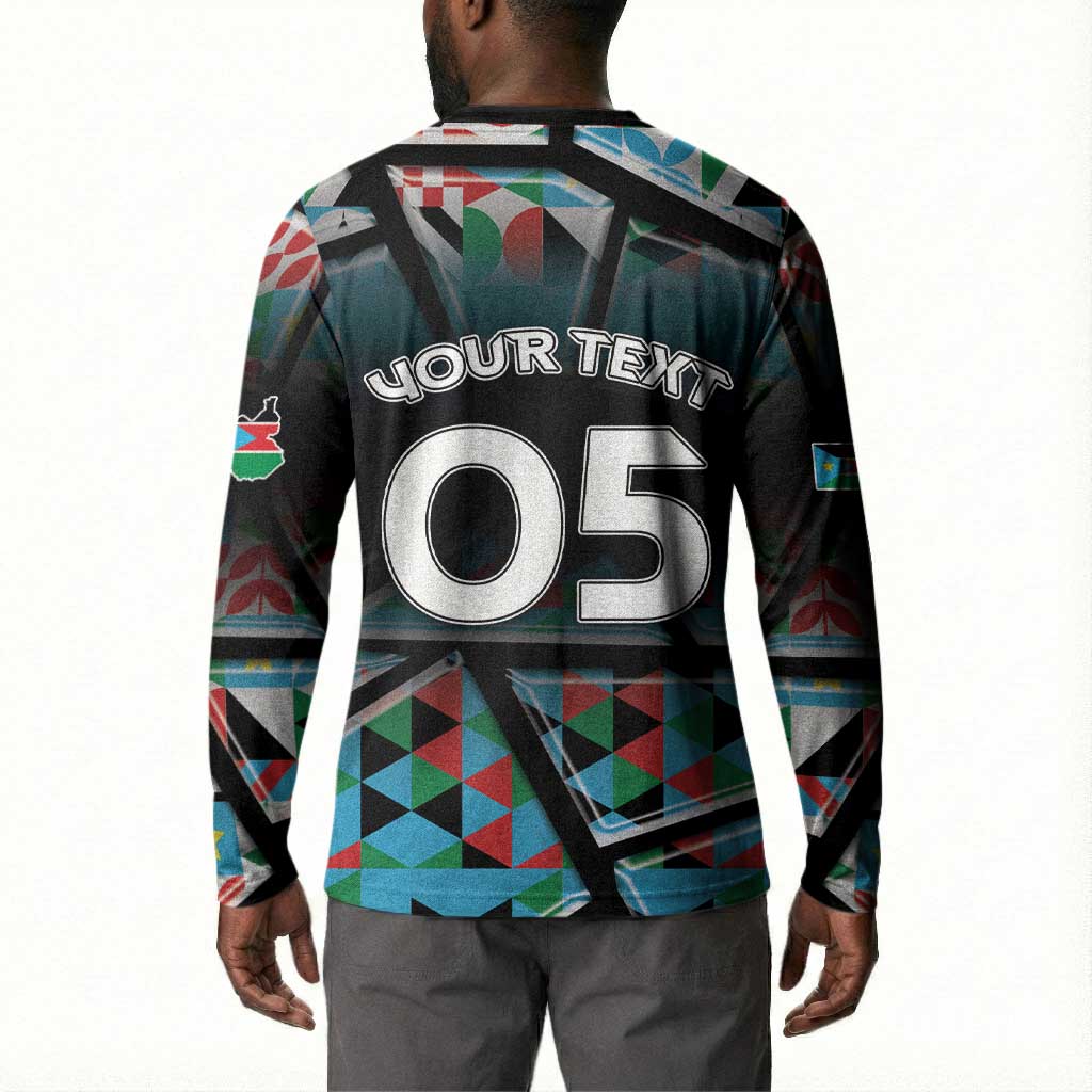Custom South Sudan Button Sweatshirt Geometric African Patterns