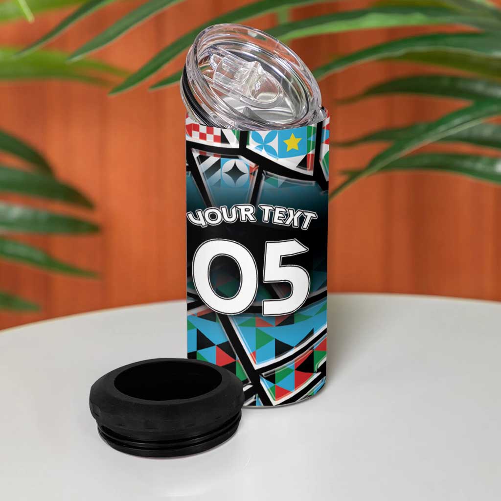 Custom South Sudan 4 in 1 Can Cooler Tumbler Geometric African Patterns - African Pride