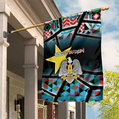 South Sudan Garden Flag Geometric African Patterns - African Pride