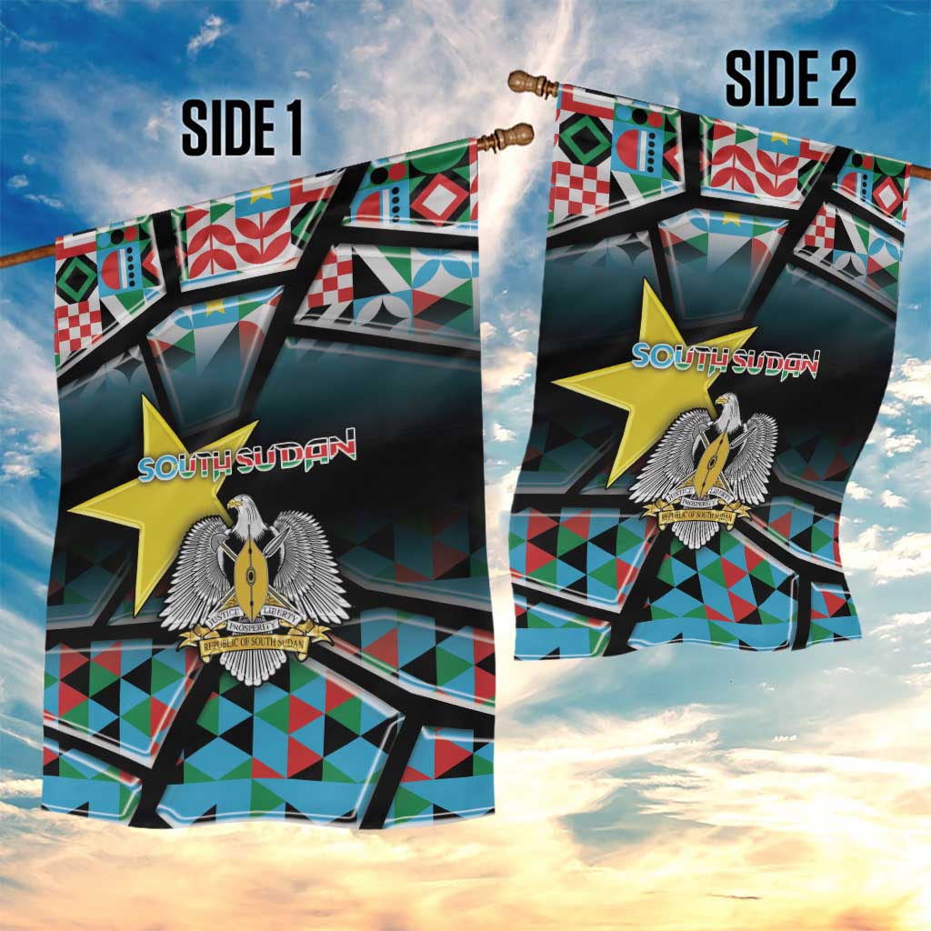 South Sudan Garden Flag Geometric African Patterns - African Pride