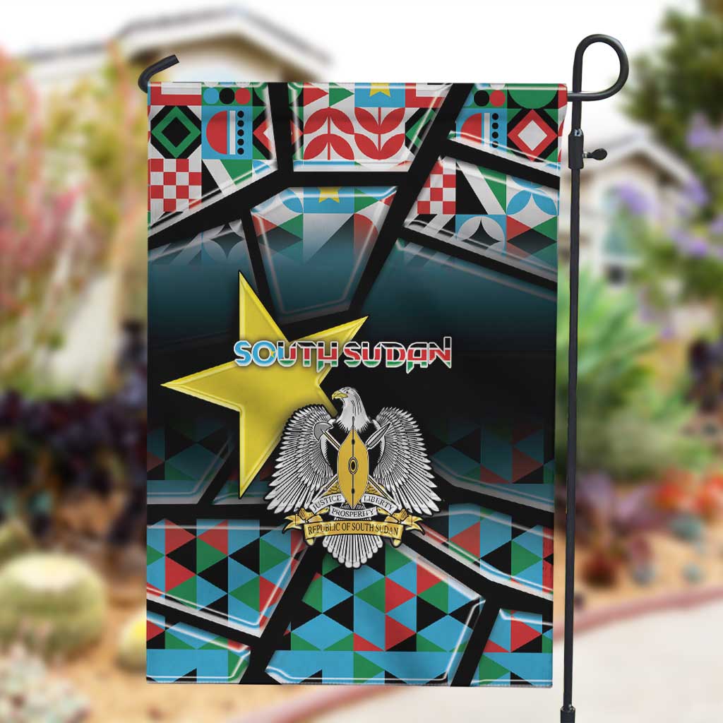 South Sudan Garden Flag Geometric African Patterns - African Pride