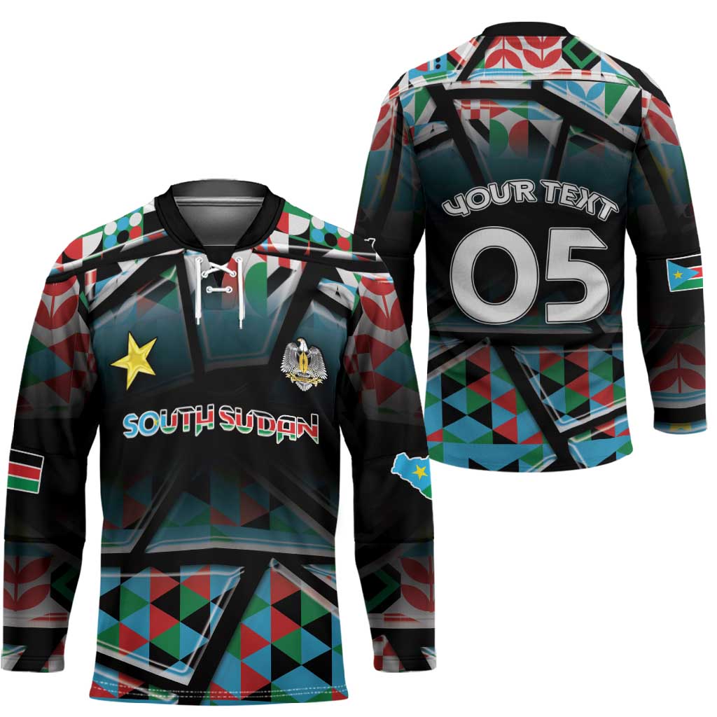 Custom South Sudan Hockey Jersey Geometric African Patterns - African Pride