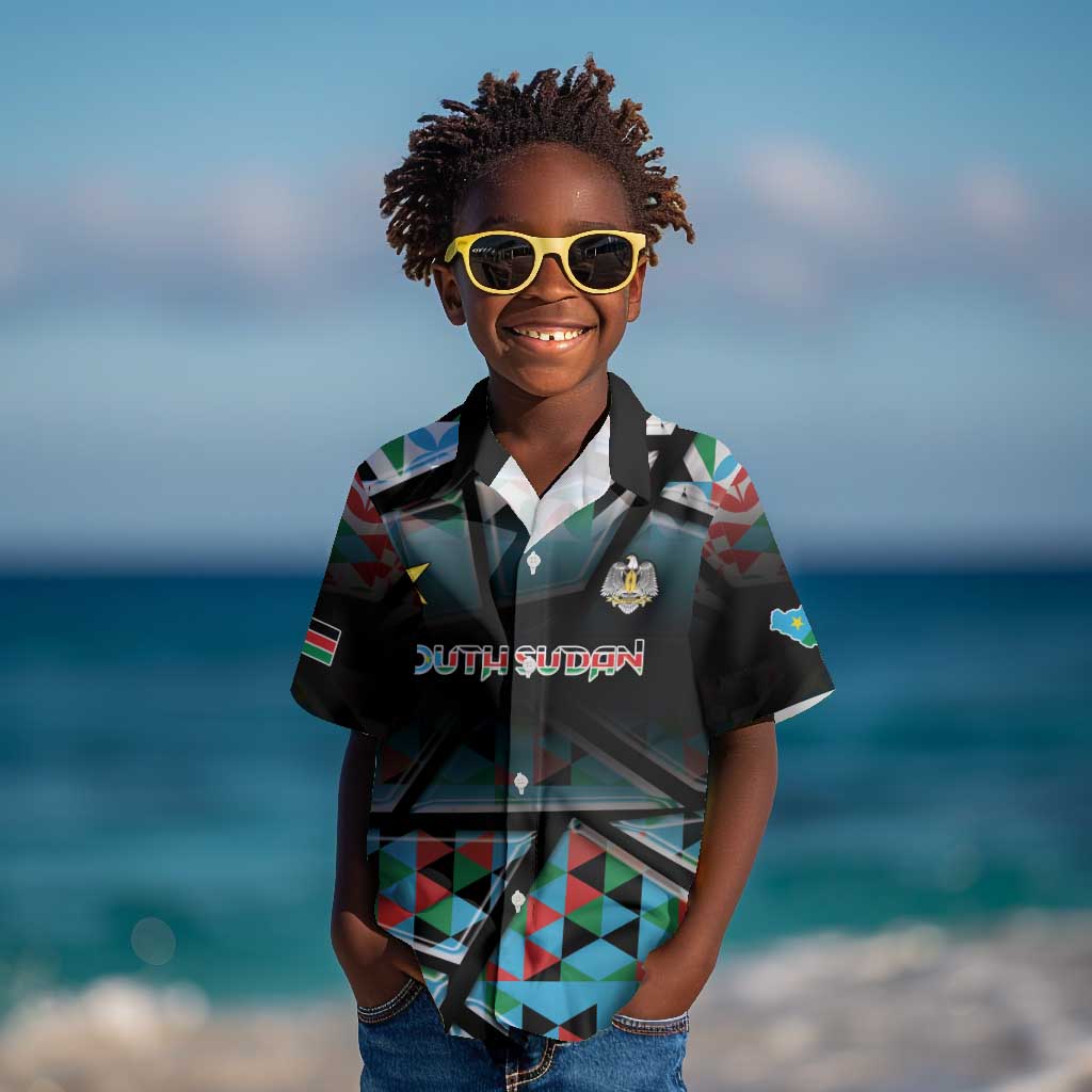 Custom South Sudan Kid Hawaiian Shirt Geometric African Patterns - African Pride