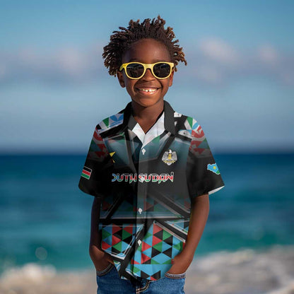 Custom South Sudan Kid Hawaiian Shirt Geometric African Patterns - African Pride