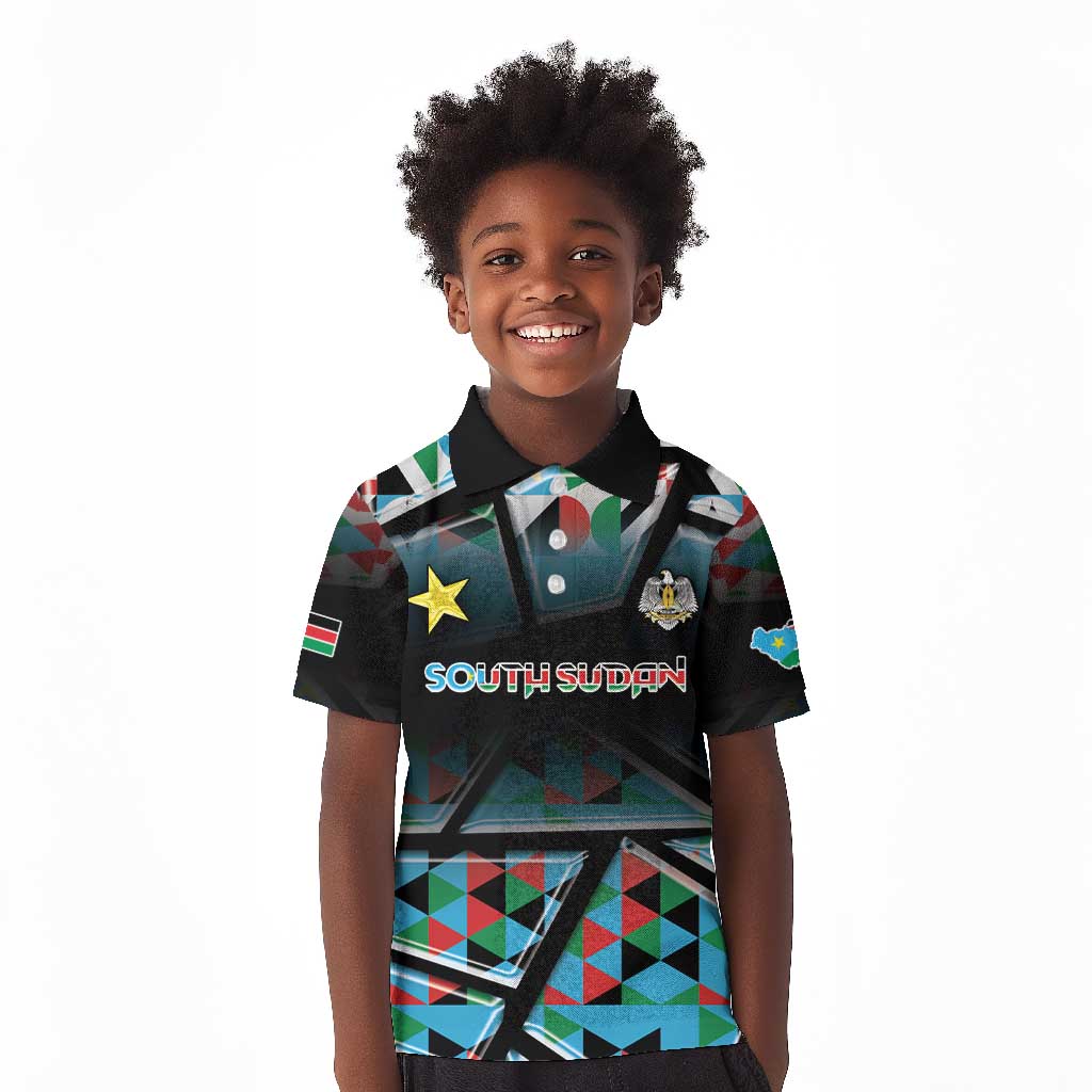 Custom South Sudan Kid Polo Shirt Geometric African Patterns - African Pride