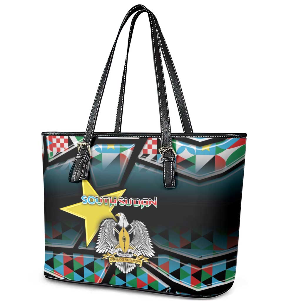 South Sudan Leather Tote Bag Geometric African Patterns - African Pride