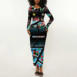 Custom South Sudan Long Sleeve Bodycon Dress Geometric African Patterns - African Pride