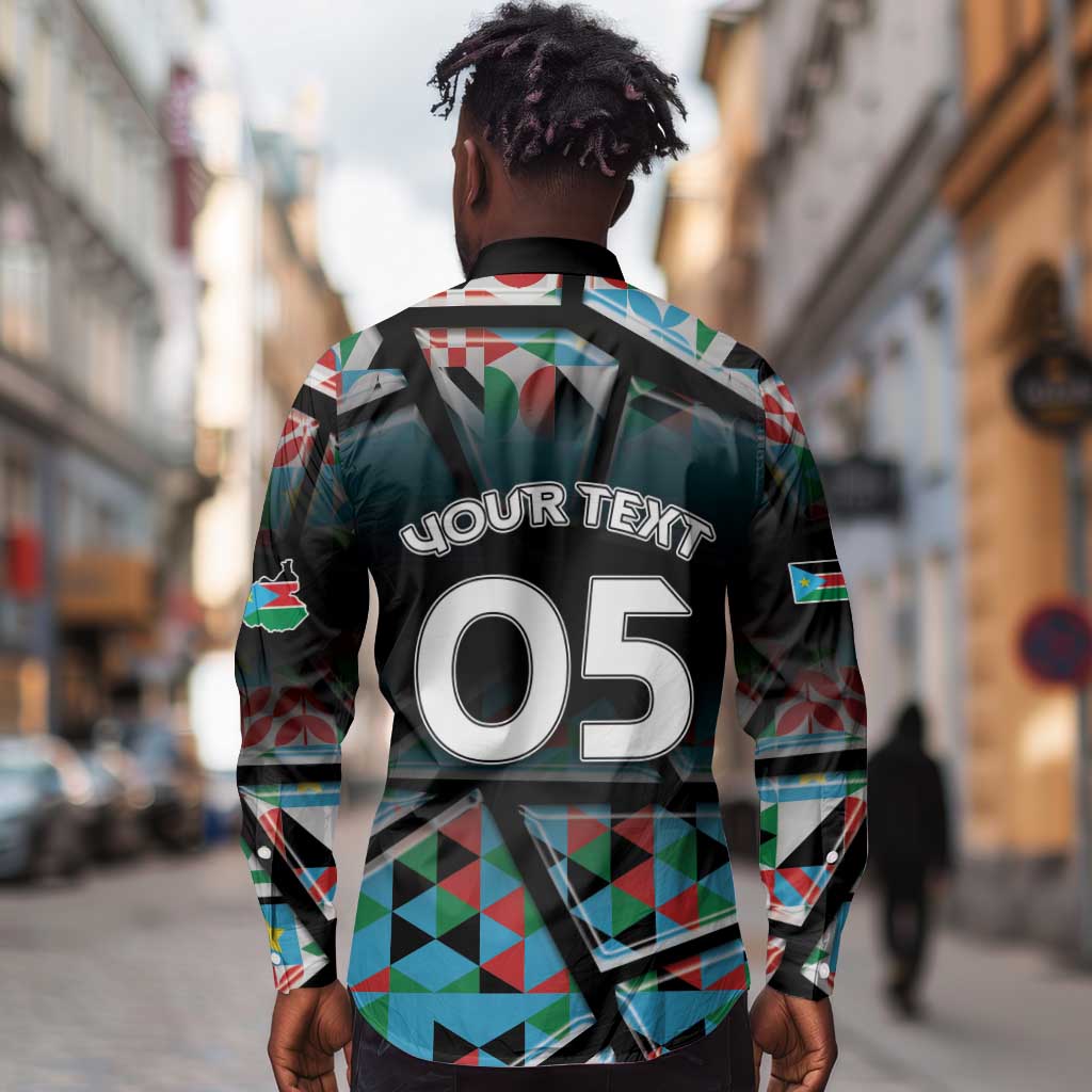 Custom South Sudan Long Sleeve Button Shirt Geometric African Patterns - African Pride