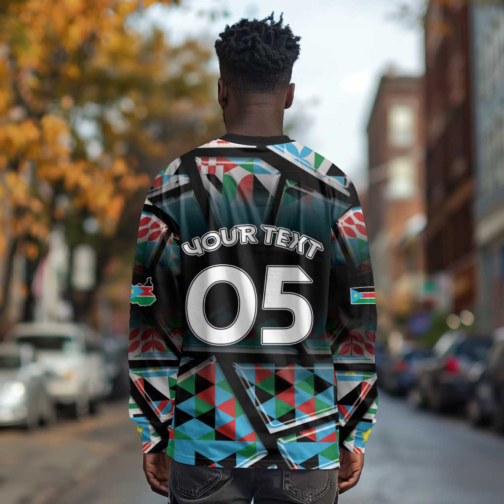 Custom South Sudan Long Sleeve Shirt Geometric African Patterns - African Pride