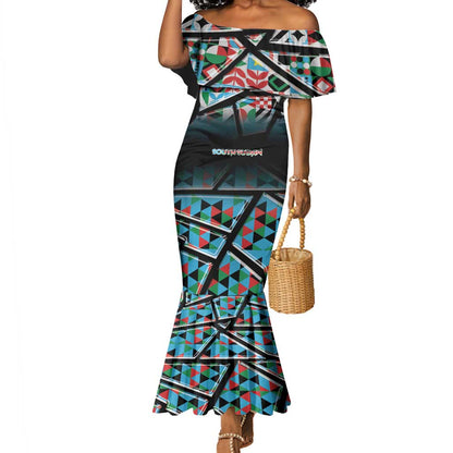 Custom South Sudan Mermaid Dress Geometric African Patterns - African Pride