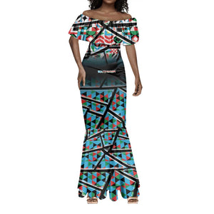 Custom South Sudan Mermaid Dress Geometric African Patterns - African Pride