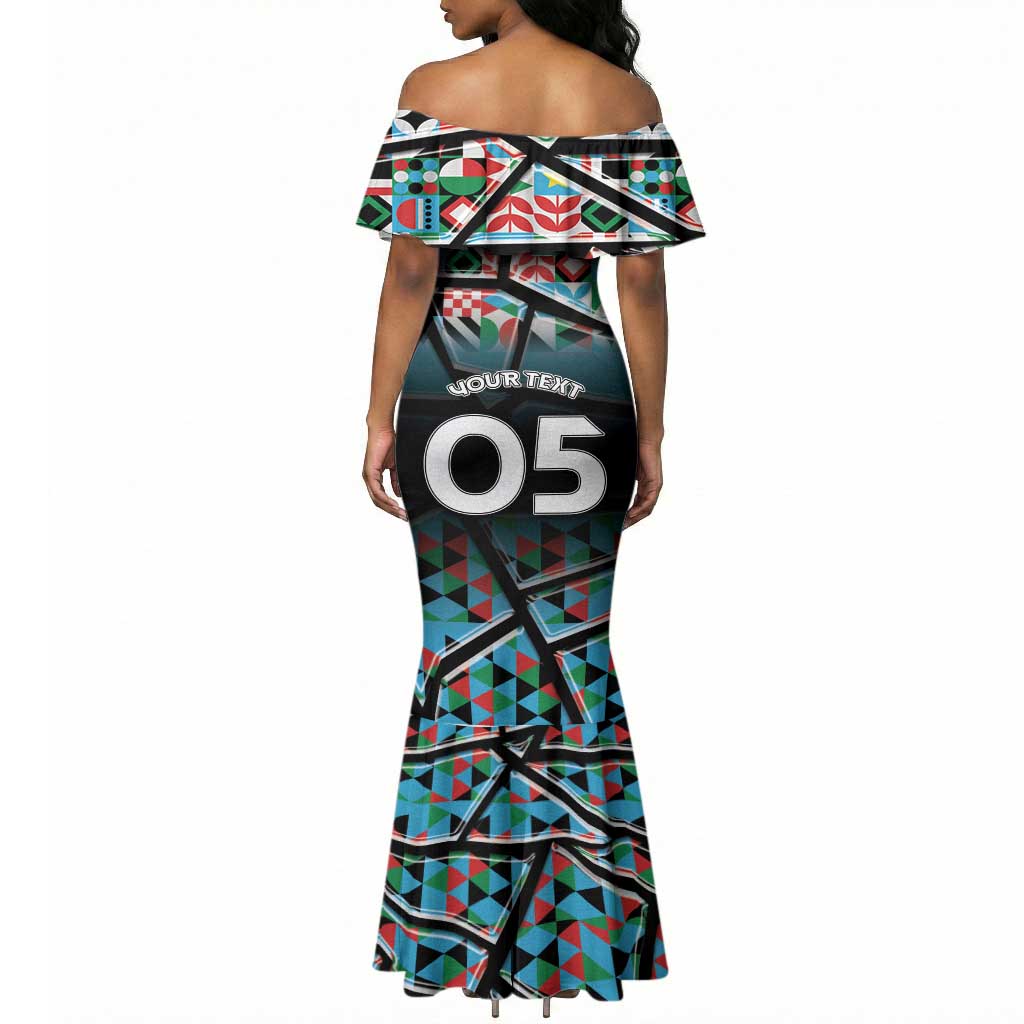 Custom South Sudan Mermaid Dress Geometric African Patterns - African Pride