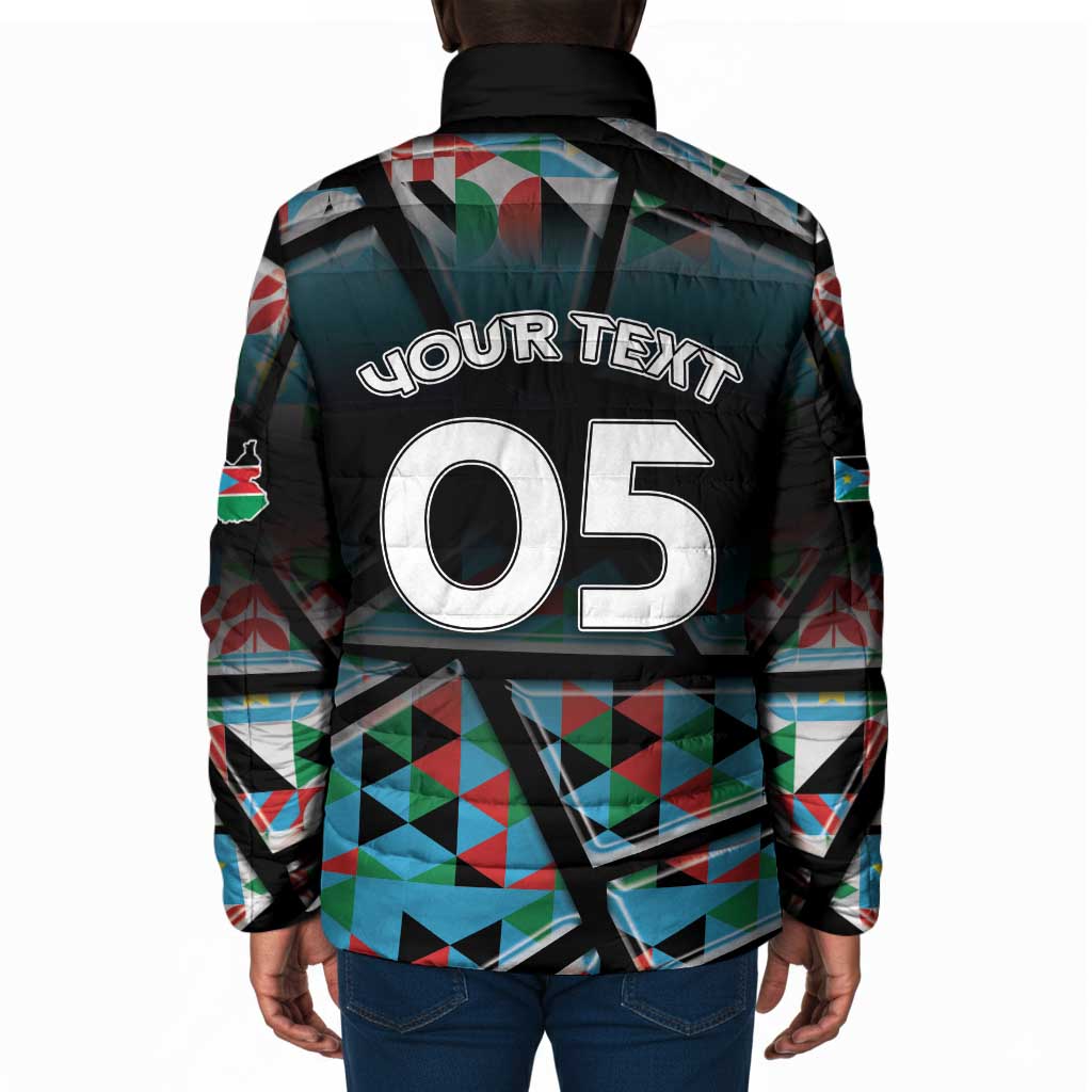 Custom South Sudan Padded Jacket Geometric African Patterns - African Pride