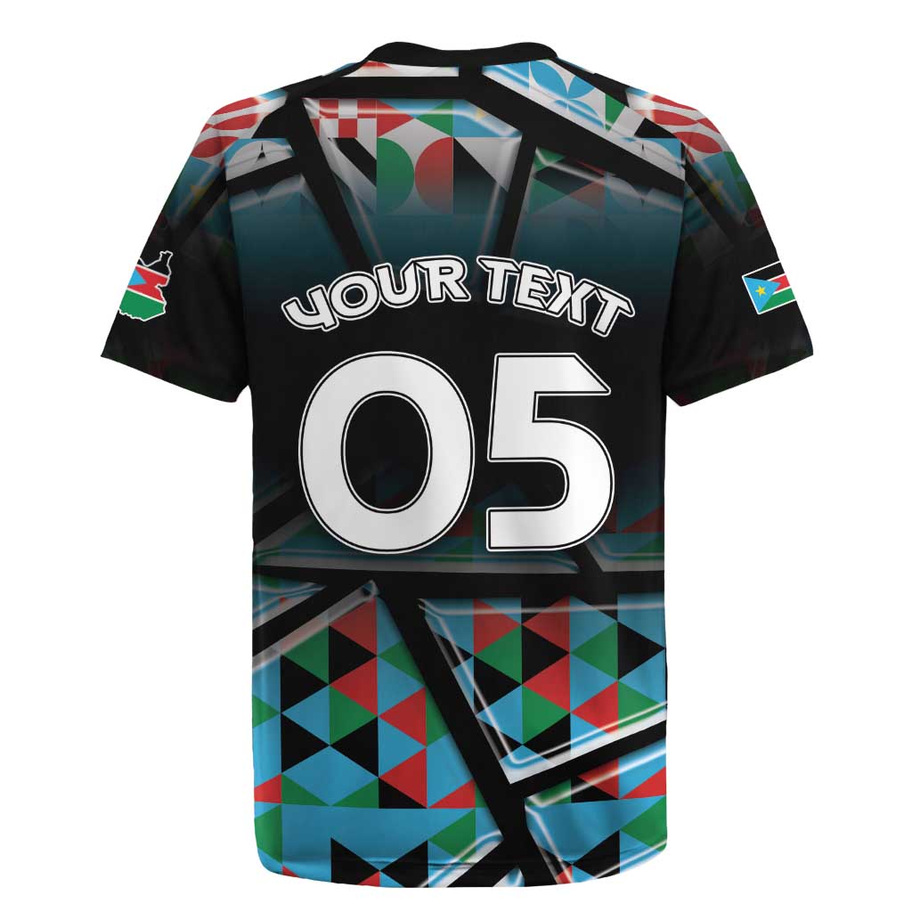 Custom South Sudan Rugby Jersey Geometric African Patterns - African Pride