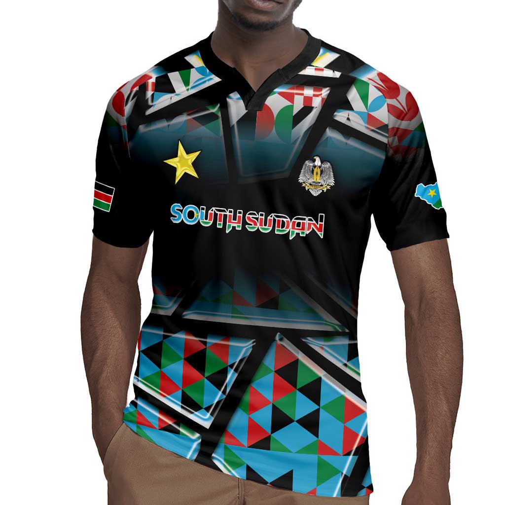 Custom South Sudan Rugby Jersey Geometric African Patterns - African Pride