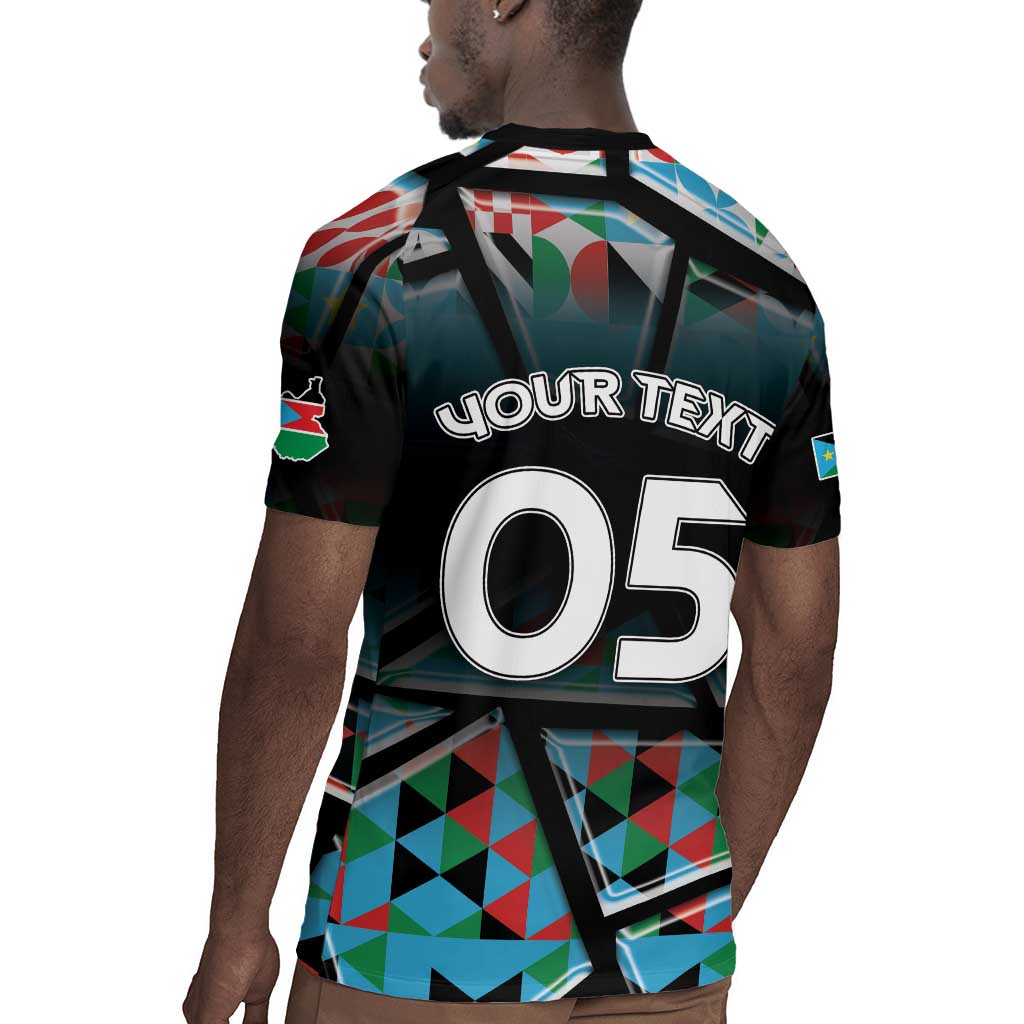 Custom South Sudan Rugby Jersey Geometric African Patterns - African Pride