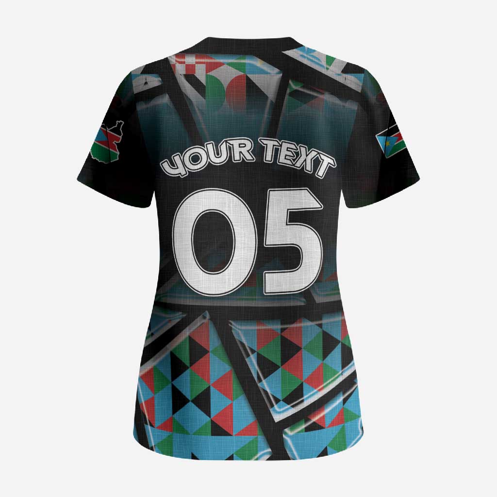 Custom South Sudan Scrub Top Geometric African Patterns - African Pride