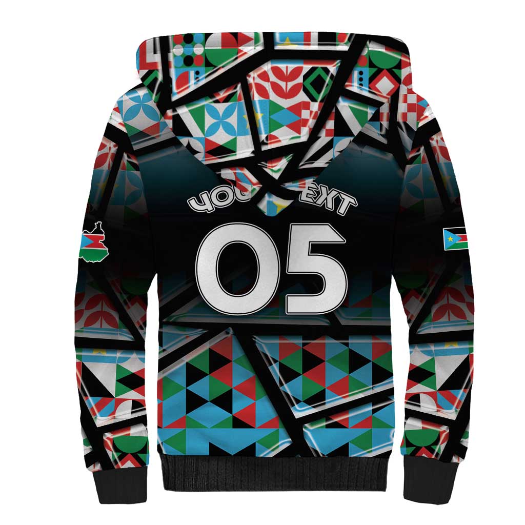 Custom South Sudan Sherpa Hoodie Geometric African Patterns - African Pride