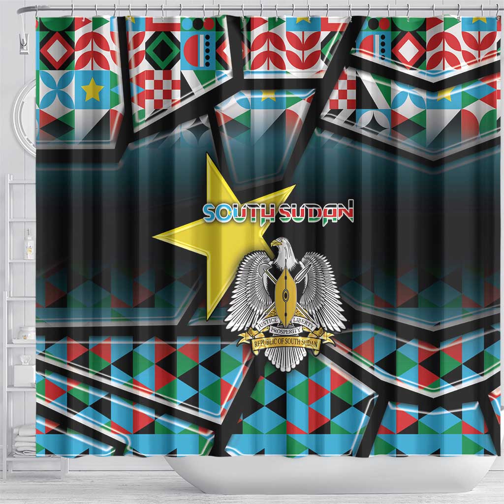 South Sudan Shower Curtain Geometric African Patterns - African Pride