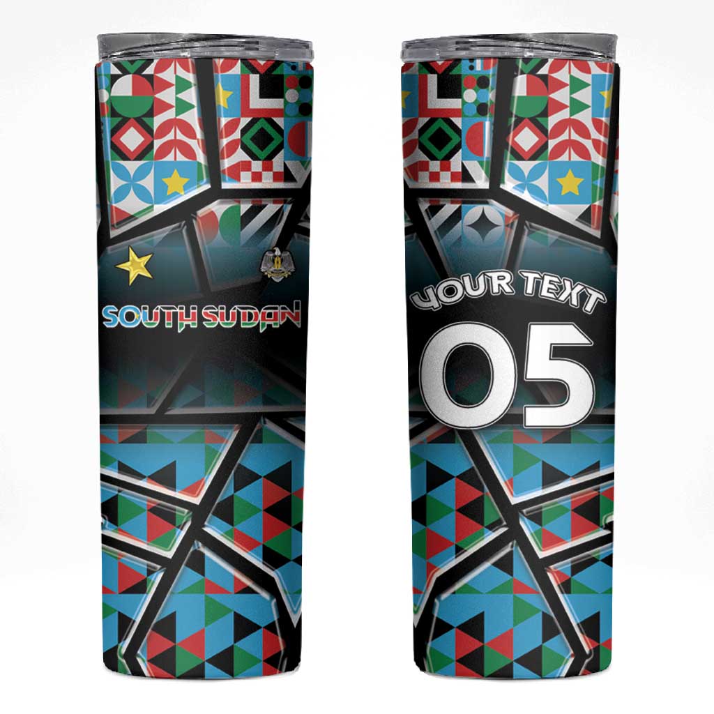 Custom South Sudan Skinny Tumbler Geometric African Patterns - African Pride