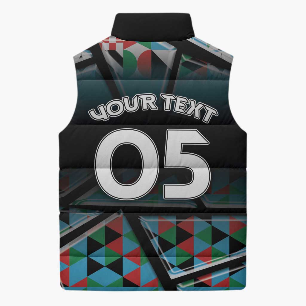 Custom South Sudan Sleeveless Puffer Jacket Geometric African Patterns - African Pride