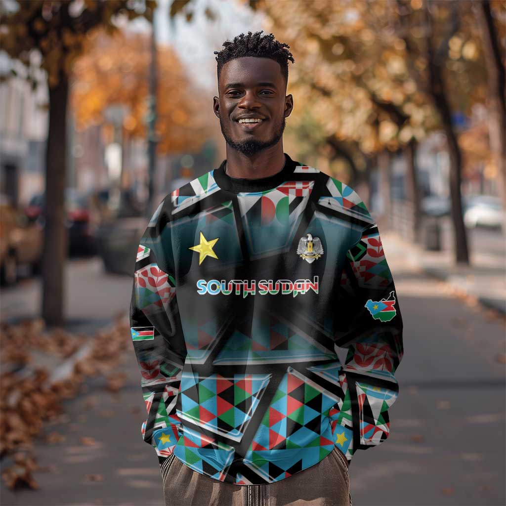Custom South Sudan Sweatshirt Geometric African Patterns - African Pride