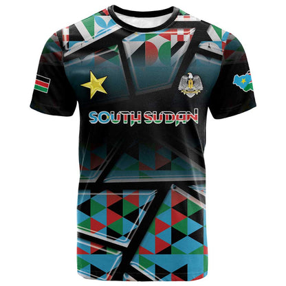 Custom South Sudan T shirt Geometric African Patterns - African Pride