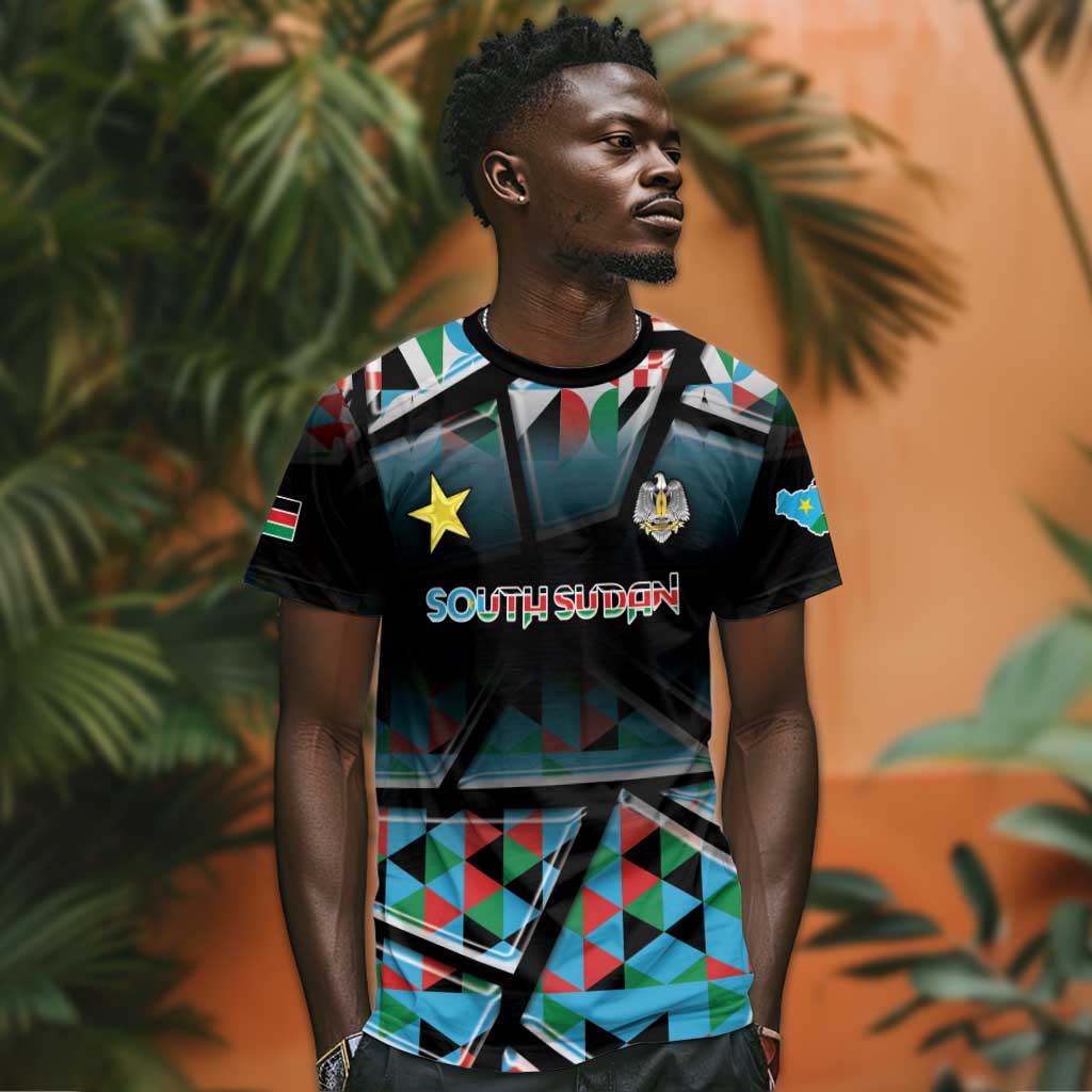 Custom South Sudan T shirt Geometric African Patterns - African Pride