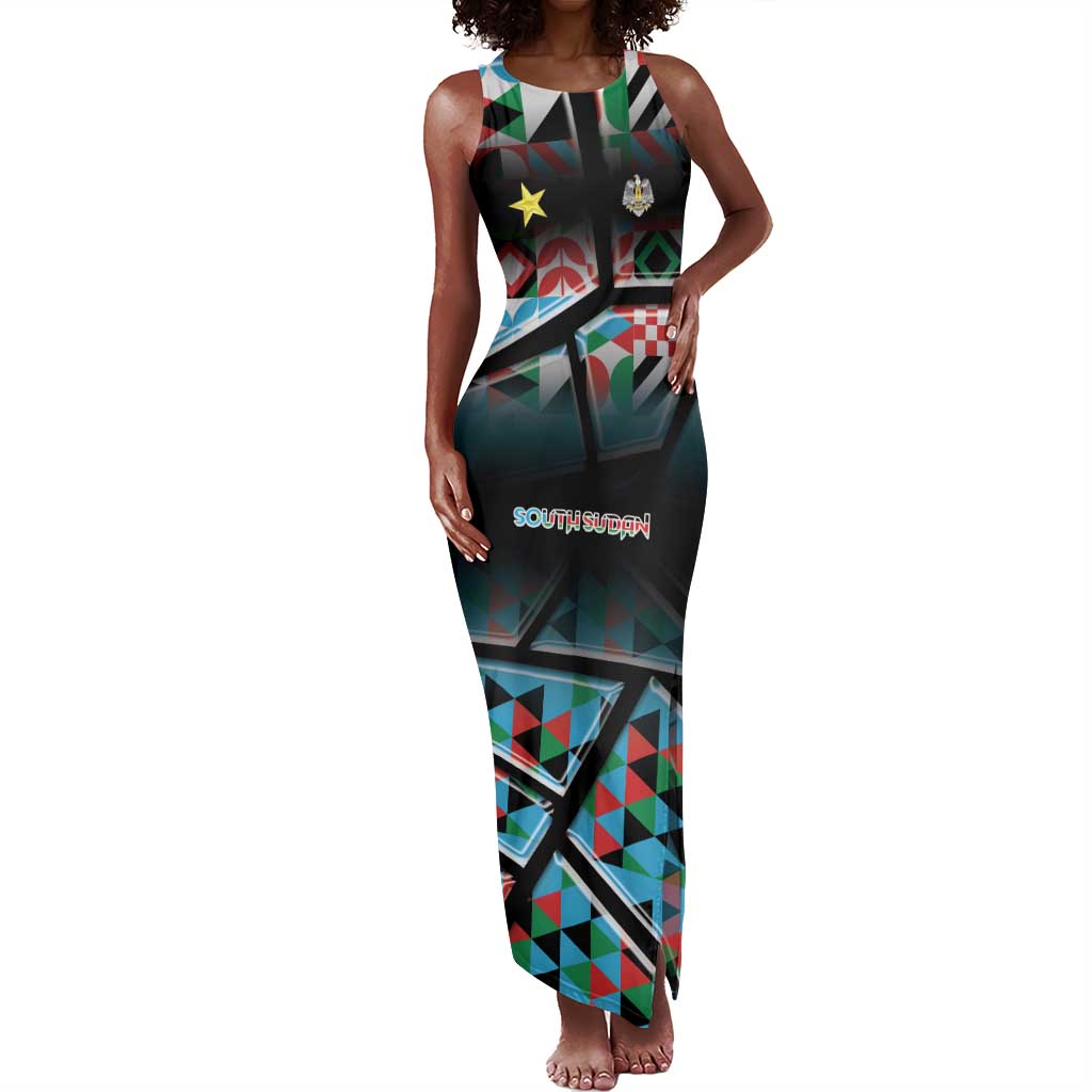 Custom South Sudan Tank Maxi Dress Geometric African Patterns - African Pride
